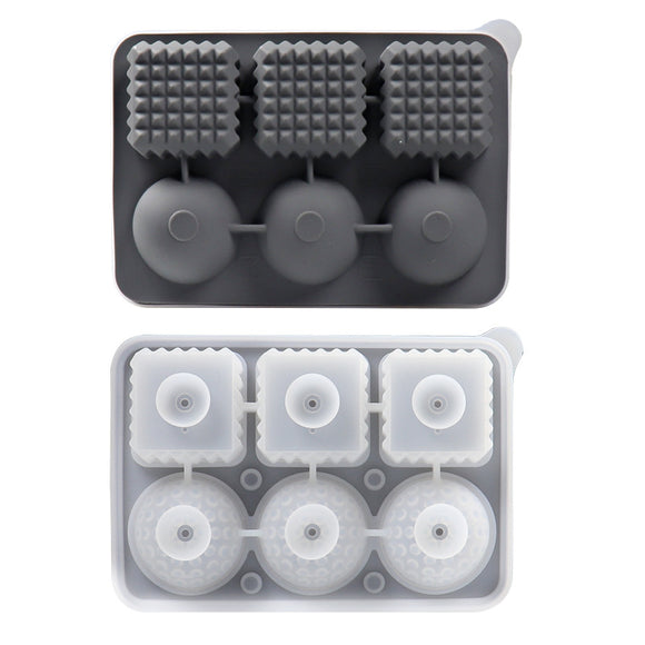 NNEDSZ 2 PCS Sphere & Square Ice Cube Tray (Gray) - Novelty Silicone Ice Maker for Whiskey Cocktails