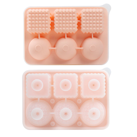 NNEDSZ 2 PCS Sphere & Square Ice Cube Tray (Pink) - Novelty Silicone Ice Maker for Whiskey Cocktails