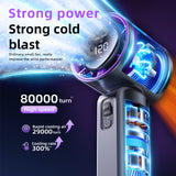 White Portable Handheld Fan with 120-Speed Display - USB Rechargeable Mini Cooling Fan for Outdoor Use