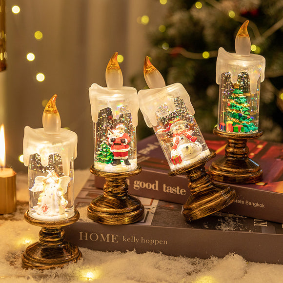 NNEDSZ (A set of four) Festive Christmas Candle Lights with Snow Globe Decor - Perfect Creative Holiday Gift