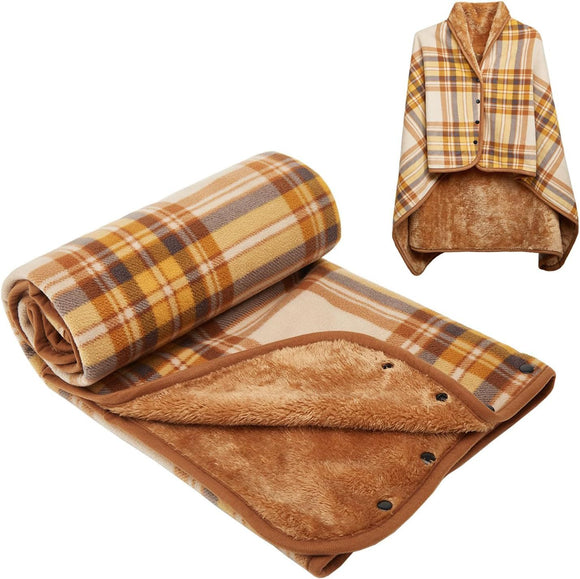 NNEDSZ Brown Rasa 100x140cm Wearable Fleece Blanket - Soft, Warm & Anti-Pilling, Stylish Plaid Design