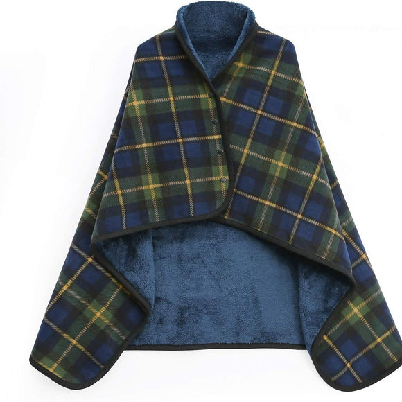 NNEDSZ Green-blue Rasa 100x140cm Wearable Fleece Blanket - Soft, Warm & Anti-Pilling, Stylish Plaid Design