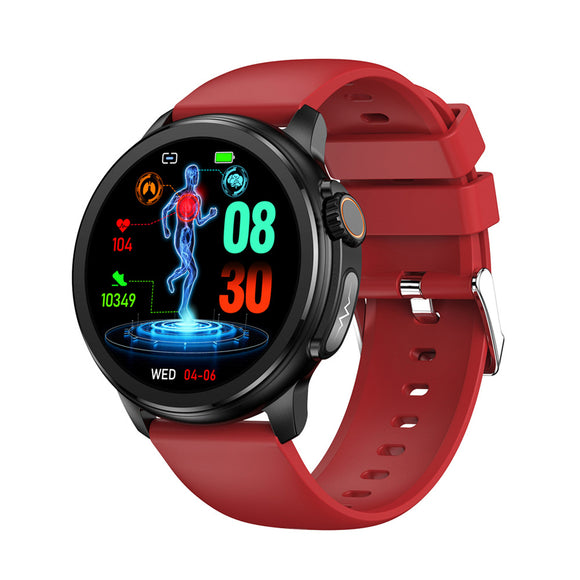 NNEDSZ Red Round 1.3 Touch Screen Smartwatch with Heart Rate & Fitness Tracking