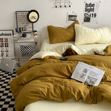 NNEDSZ Onyx Cheese 1.5m Bed Fitted Sheet Set with 200x230cm Duvet Cover - 4-Piece Bedding Set