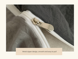 NNEDSZ Pink-grey 1.5m Bed Fitted Sheet Set with 200x230cm Duvet Cover - 4-Piece Bedding Set