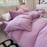 NNEDSZ Purple Solid Color Solid Color Solid Color 1.5m Bed Fitted Sheet Set with 200x230cm Duvet Cover - 4-Piece Bedding Set