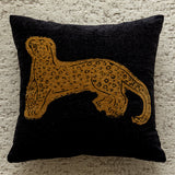 NNEDSZ Black Background With Yellow Panthers 45x45cm Decorative Zebra-Pattern Pillow Cover with Non-Woven Insert