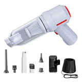 NNEDSZ White 3-in-1 Car Vacuum Cleaner with Blowing, Suction, and Dust Extraction - 2 x 2000mAh Rechargeable Batteries, Includes Floor Brush and Car Charger