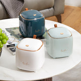 NNEDSZ White Desktop Trash Bin with Lid - Press-Down Design, Portable for Car and Home Use