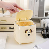 NNEDSZ Light Yellow Desktop Trash Bin with Lid - Press-Down Design, Portable for Car and Home Use