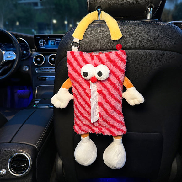 NNEDSZ 2 PCS Red Cute Plush Tissue Box Holder with Fun Character Design for Car and Home