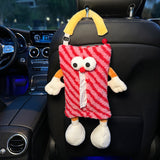 NNEDSZ 2 PCS Red Cute Plush Tissue Box Holder with Fun Character Design for Car and Home