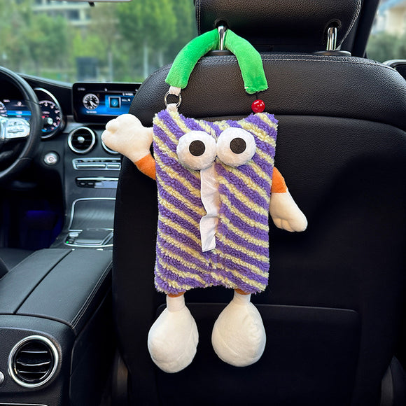 NNEDSZ 2 PCS Purple Cute Plush Tissue Box Holder with Fun Character Design for Car and Home