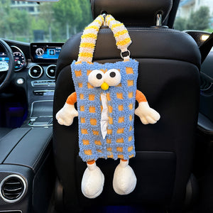 NNEDSZ 2 PCS Blue Cute Plush Tissue Box Holder with Fun Character Design for Car and Home