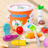 NNEDSZ Kids Wooden Vegetable Cutting Toy Set - 18x15cm, Includes Knife, Fish, Carrot, Tomato & More