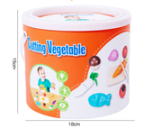 NNEDSZ Kids Wooden Vegetable Cutting Toy Set - 18x15cm, Includes Knife, Fish, Carrot, Tomato & More