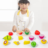 NNEDSZ Kids Wooden Fruit Cutting Toy Set - 8 Fruits, Knife, and Cutting Board, 18x15cm Storage Container