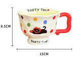 NNEDSZ Polka Dog Kitten Cute Ceramic Mug for Women - 370ml Kawaii Coffee Tea Cup Home Use