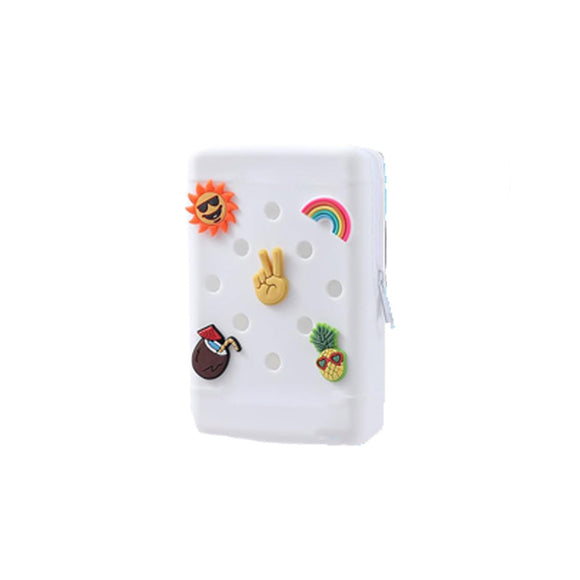 NNEDSZ 2 PCS White Customizable Tumbler Pouch - Silicone Water Bottle Accessory Bag with Charm Holes - Phone & Essentials Holder