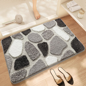 NNEDSZ Grey Stone Bath Mat - Super Absorbent, Non-Slip Bathroom Floor Mat - 40x60cm