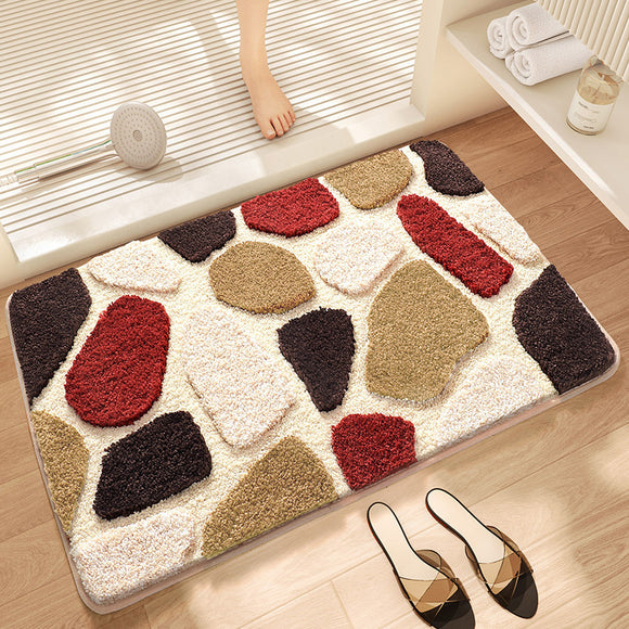 NNEDSZ Brown Stone Bath Mat - Super Absorbent, Non-Slip Bathroom Floor Mat - 40x60cm