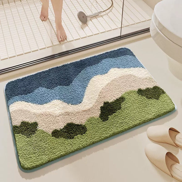NNEDSZ Big Wave Beach Bath Mat - Super Absorbent, Non-Slip Bathroom Floor Mat - 40x60cm