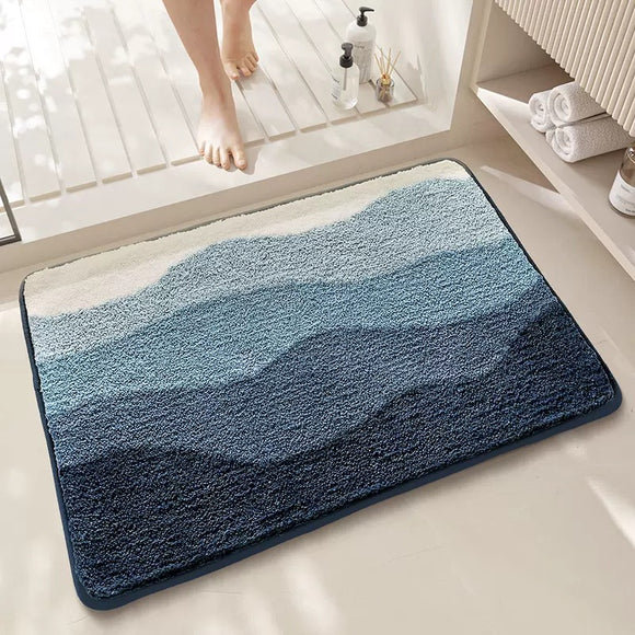 NNEDSZ Blue Bath Mat - Super Absorbent, Non-Slip Bathroom Floor Mat - 40x60cm