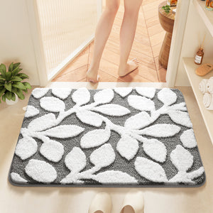 NNEDSZ White-grey Bath Mat - Super Absorbent, Non-Slip Bathroom Floor Mat - 40x60cm