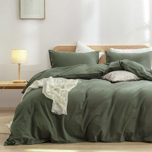 NNEDSZ Green 1.8m (Duvet Cover 180*220cm) Luxurious Soft Brushed Microfiber 4-Piece Bedding Set - Pure Color Double Bed Duvet Cover with Fitted Sheet