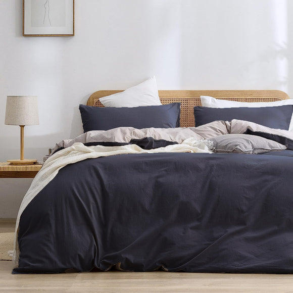 NNEDSZ Iris Blue 1.8m (Duvet Cover 180*220cm) Luxurious Soft Brushed Microfiber 4-Piece Bedding Set - Pure Color Double Bed Duvet Cover with Fitted Sheet