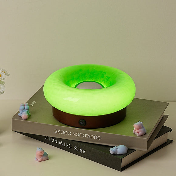 NNEDSZ Green Donut Table Lamp - Rechargeable Touch Control LED