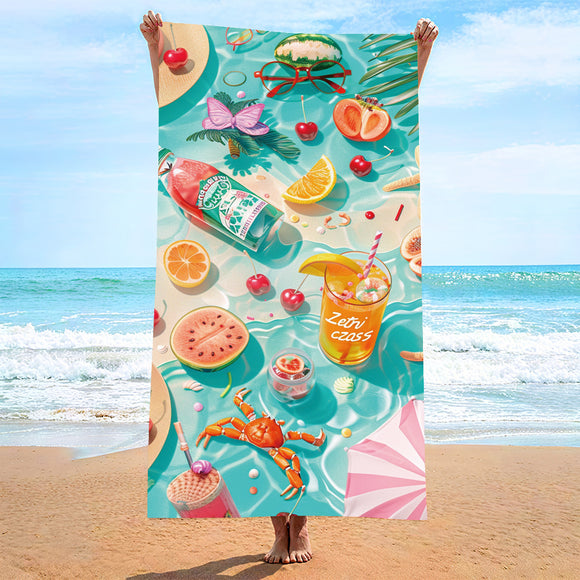 NNEDSZ 2 pcs Extra Large Microfiber Double-Sided Beach Towel, Quick-Drying and Portable - STJ-003-X16