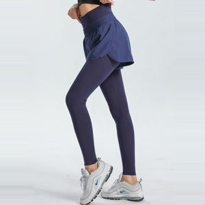 NNEDSZ M Navy Blue Women's High-Waist Athletic Skort with Built-In Shorts - Breathable Quick-Dry Running Skirt with Phone Pocket