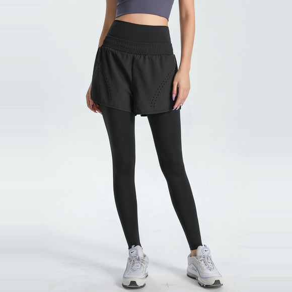 NNEDSZ XXXL Black Women's High-Waist Athletic Skort with Built-In Shorts - Breathable Quick-Dry Running Skirt with Phone Pocket