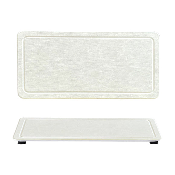 NNEDSZ Engraved Inner Frame - White 2-Piece Rectangular Diatomaceous Earth Coaster Set - Absorbent Grooved Mat for Sink and Bathroom