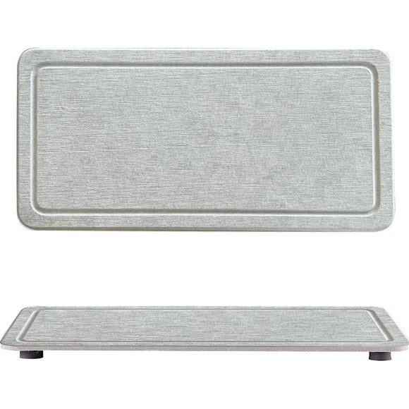 NNEDSZ Engraved Inner Frame - Medium Grey 2-Piece Rectangular Diatomaceous Earth Coaster Set - Absorbent Grooved Mat for Sink and Bathroom