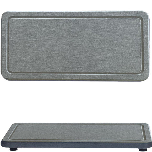 NNEDSZ Engraved Inner Frame - Dark Grey 2-Piece Rectangular Diatomaceous Earth Coaster Set - Absorbent Grooved Mat for Sink and Bathroom
