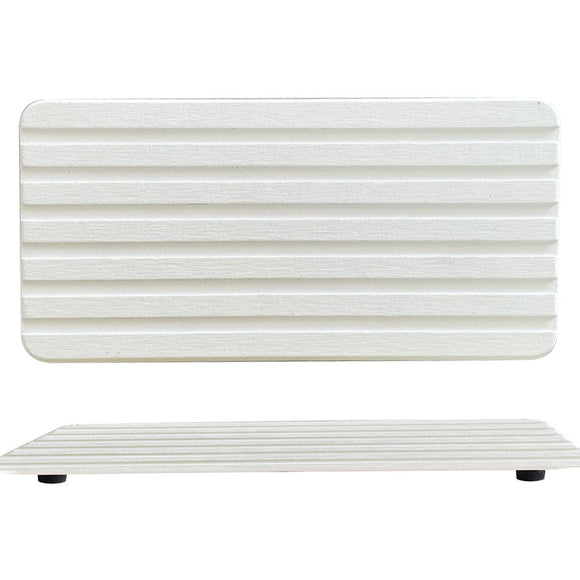 NNEDSZ 6 Slotted White 2-Piece Rectangular Diatomaceous Earth Coaster Set - Absorbent Grooved Mat for Sink and Bathroom