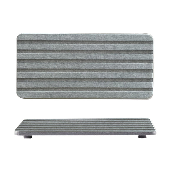 NNEDSZ 6 Slotted Dark Grey 2-Piece Rectangular Diatomaceous Earth Coaster Set - Absorbent Grooved Mat for Sink and Bathroom