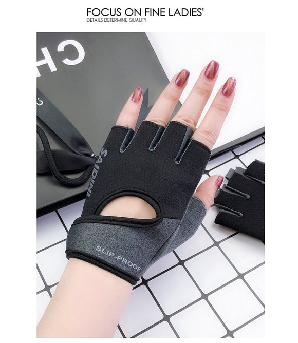 NNEDSZ S Black 2-PCS Women's Half-Finger Fitness Gloves - Anti-Slip Breathable Gloves for Yoga, Spin Bike, and Weight Training
