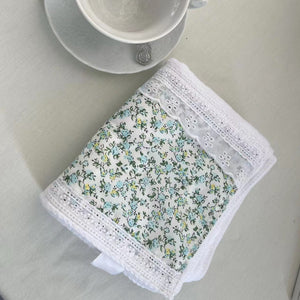 NNEDSZ 2 PCS Green Small Flower 100% Cotton Solid Color Thickened Adult Face Towel with Floral Soft Texture - 35 x 75cm