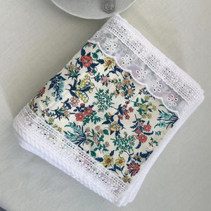 NNEDSZ 2 PCS Navy Blue Floral 100% Cotton Solid Color Thickened Adult Face Towel with Floral Soft Texture - 35 x 75cm