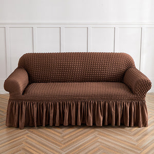 NNEDSZ Light Coffee Single Sofa Bubble Gauze Sofa Cover with Skirt - Full Elastic Dustproof Single Seater 90-140cm