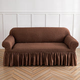 NNEDSZ Light Coffee Single Sofa Bubble Gauze Sofa Cover with Skirt - Full Elastic Dustproof Single Seater 90-140cm