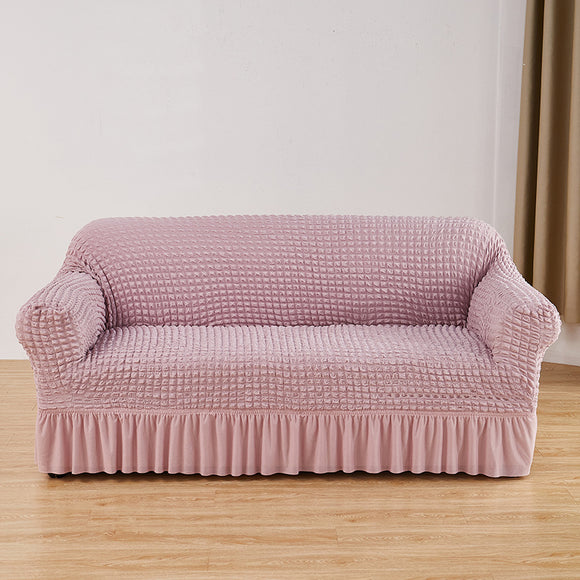NNEDSZ Pink Single Sofa Bubble Gauze Sofa Cover with Skirt - Full Elastic Dustproof Single Seater 90-140cm