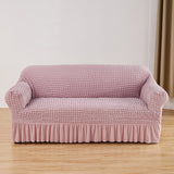 NNEDSZ Pink Single Sofa Bubble Gauze Sofa Cover with Skirt - Full Elastic Dustproof Single Seater 90-140cm