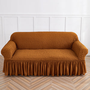 NNEDSZ Mustard Yellow Single Sofa Bubble Gauze Sofa Cover with Skirt - Full Elastic Dustproof Single Seater 90-140cm