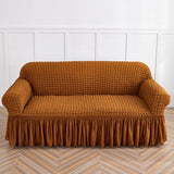NNEDSZ Mustard Yellow Single Sofa Bubble Gauze Sofa Cover with Skirt - Full Elastic Dustproof Single Seater 90-140cm