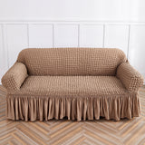 NNEDSZ Light Tan Single Sofa Bubble Gauze Sofa Cover with Skirt - Full Elastic Dustproof Single Seater 90-140cm
