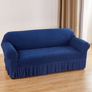 NNEDSZ Navy Blue Single Sofa Bubble Gauze Sofa Cover with Skirt - Full Elastic Dustproof Single Seater 90-140cm